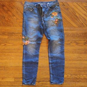Old Navy Blue Skinny Jeans with Floral Embroidery